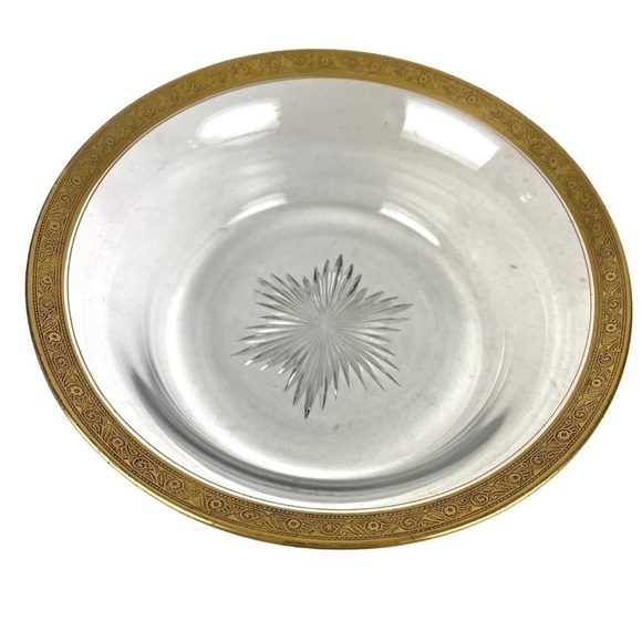 Vintage Theresienthal Minton Bernadotte Serving Bowl Gold Encrusted Rim Glass - Picture 6 of 9